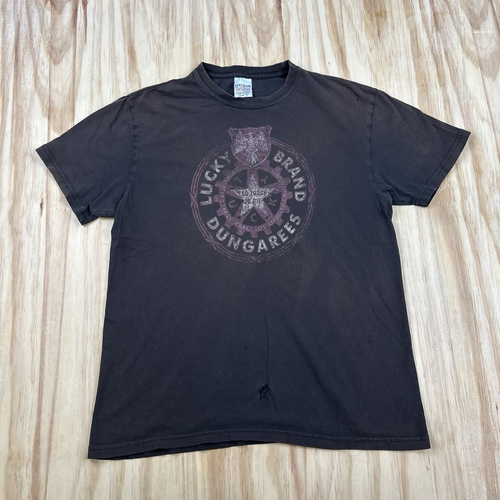 Vintage Lucky Brand Men's Small Sun Faded USA Made T-Shirt Grunge Distressed